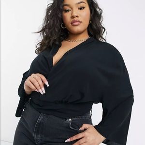 ASOS CURVE batwing sleeve wrap top